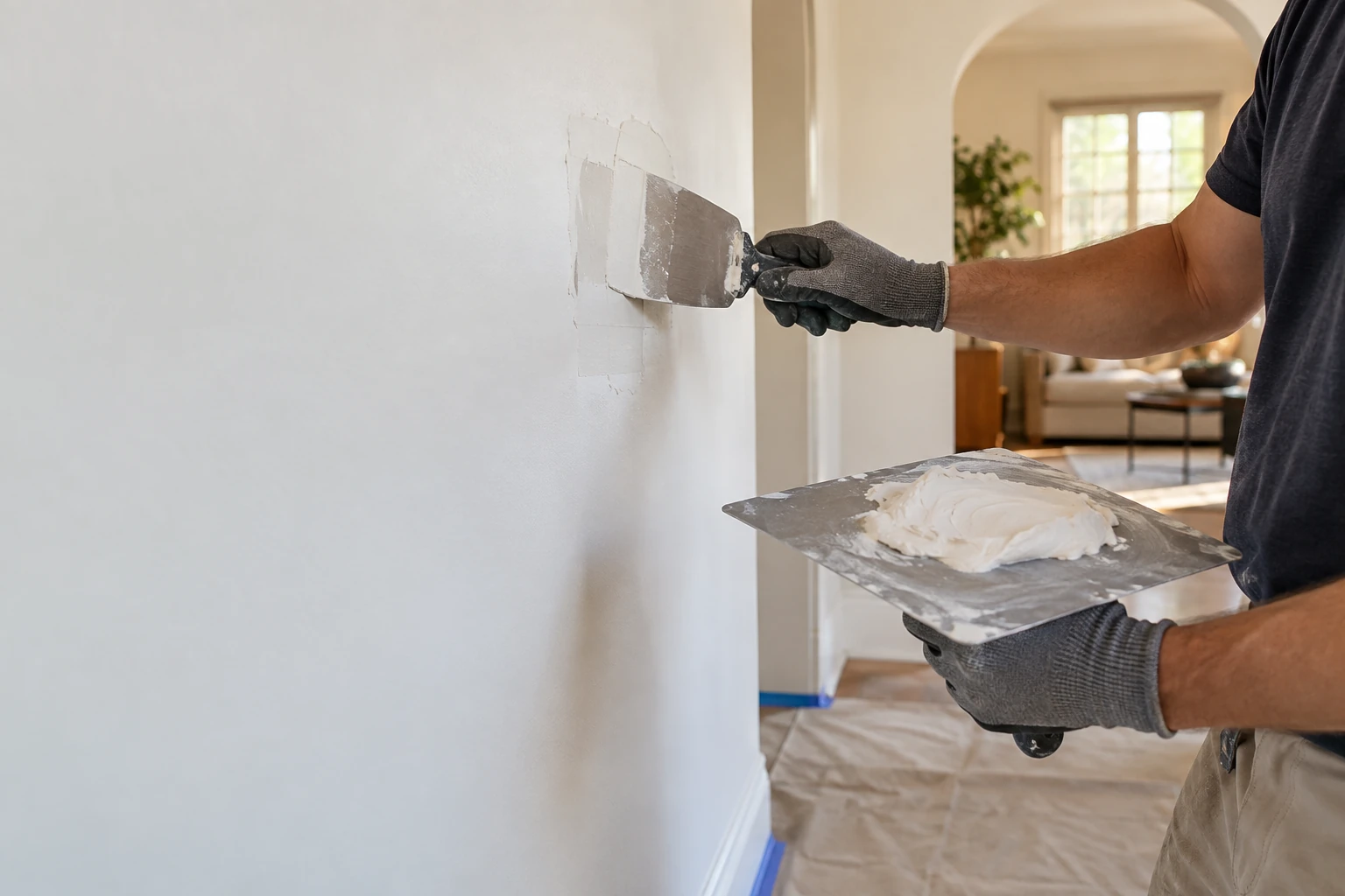 Patching and drywall work for small damaged areas, smoother surfaces and paint-ready walls.